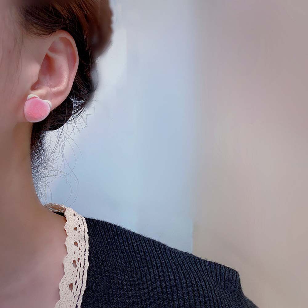 Khuyên tai xỏ lỗ bằng nhựa resin hình quả đào dễ thương đơn giản phong cách Hàn Quốc cho nữ