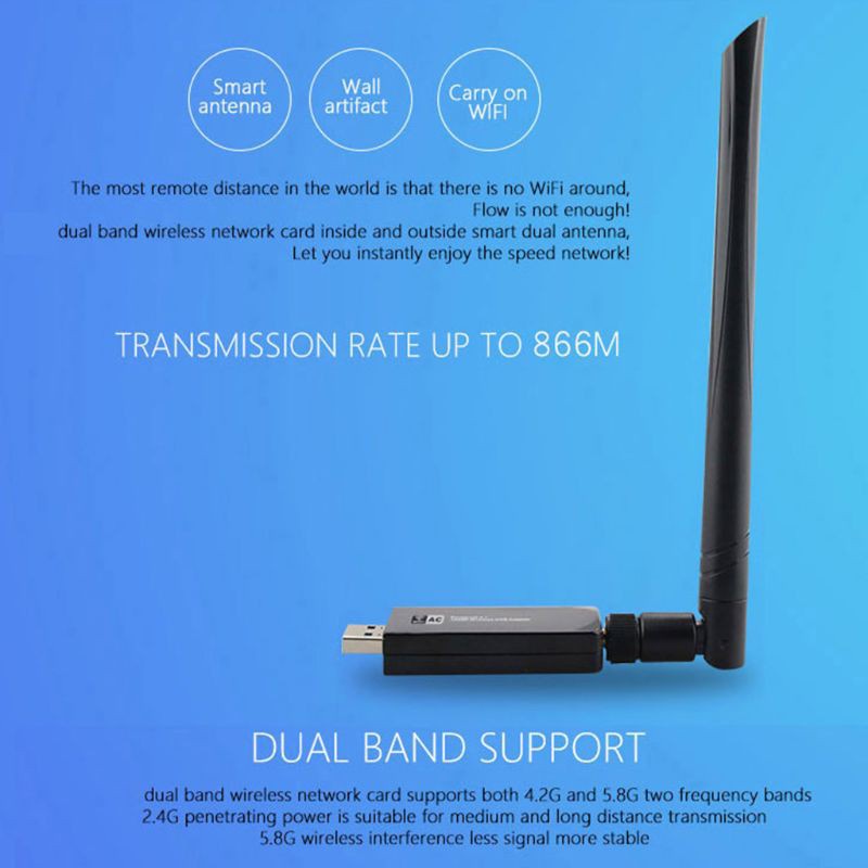 Ăng Ten Không Dây W50L-5Db 2.4g / 5g Wifi Usb3.0 Rtl8812Au Cho Laptop | WebRaoVat - webraovat.net.vn