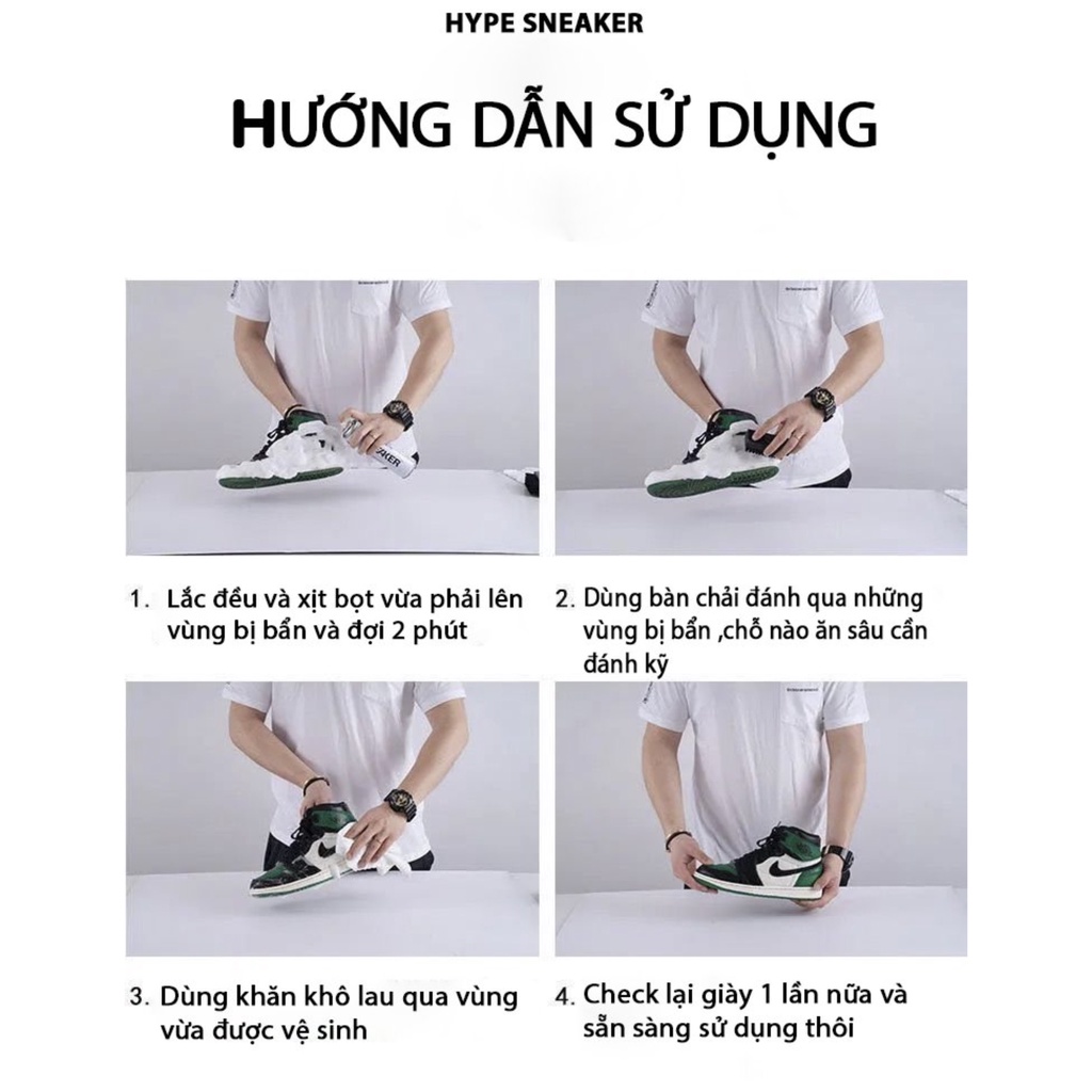 Chai vệ sinh giày sneaker dạng xịt bọt chính hãng thể tích 300ml thương hiệu XIMO x HYPE Sneaker