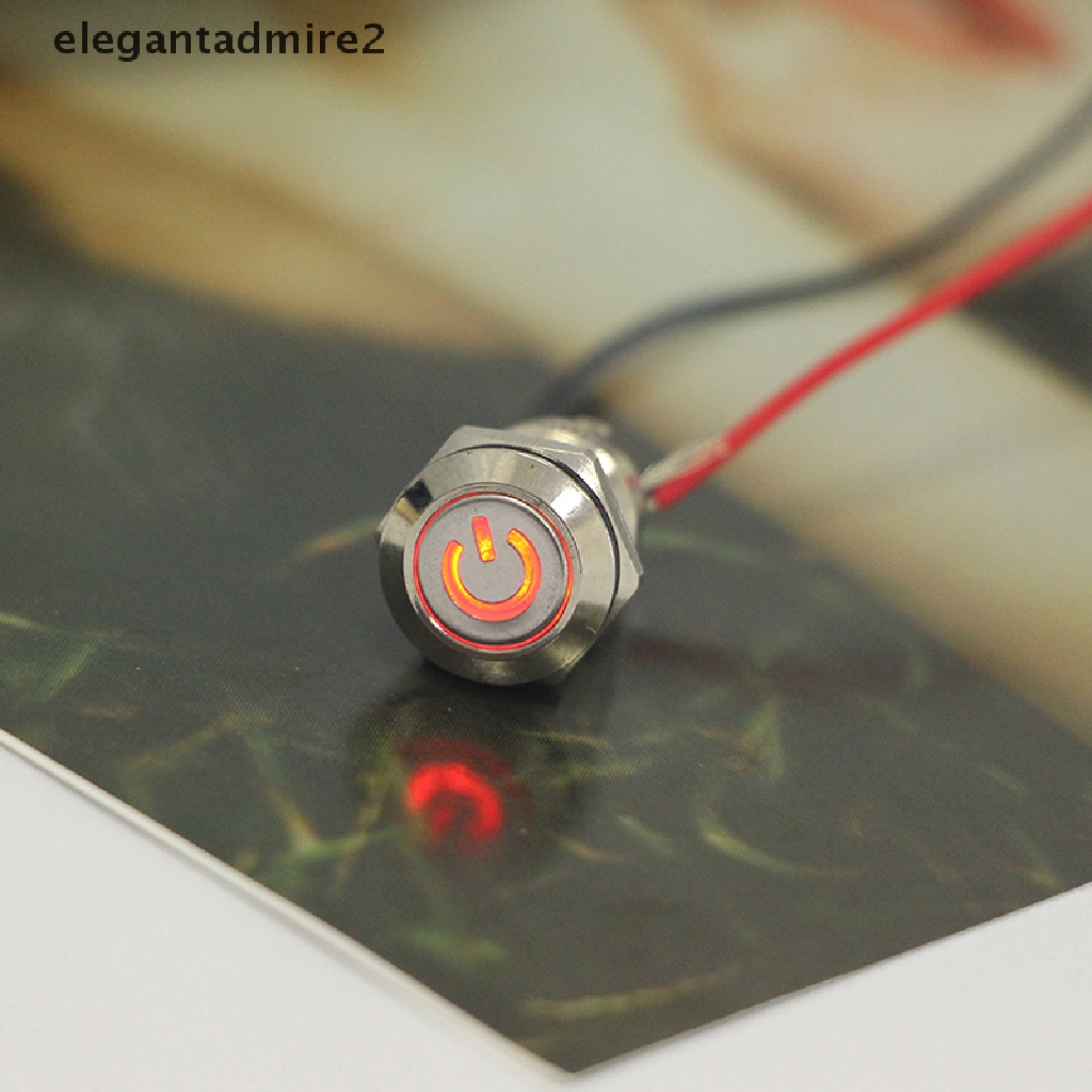 Nút Công Tắc Nhấn Đèn LED Bằng Kim Loại Màu Đen Chống Nước 12mm 12V