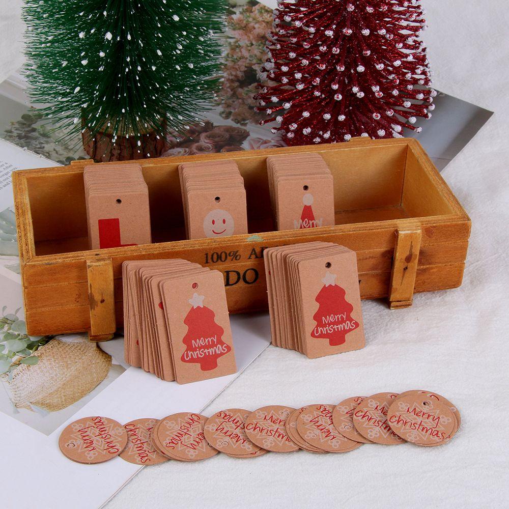 100 Nhãn Giấy Kraft Màu Nâu Dùng Gói Quà Giáng Sinh