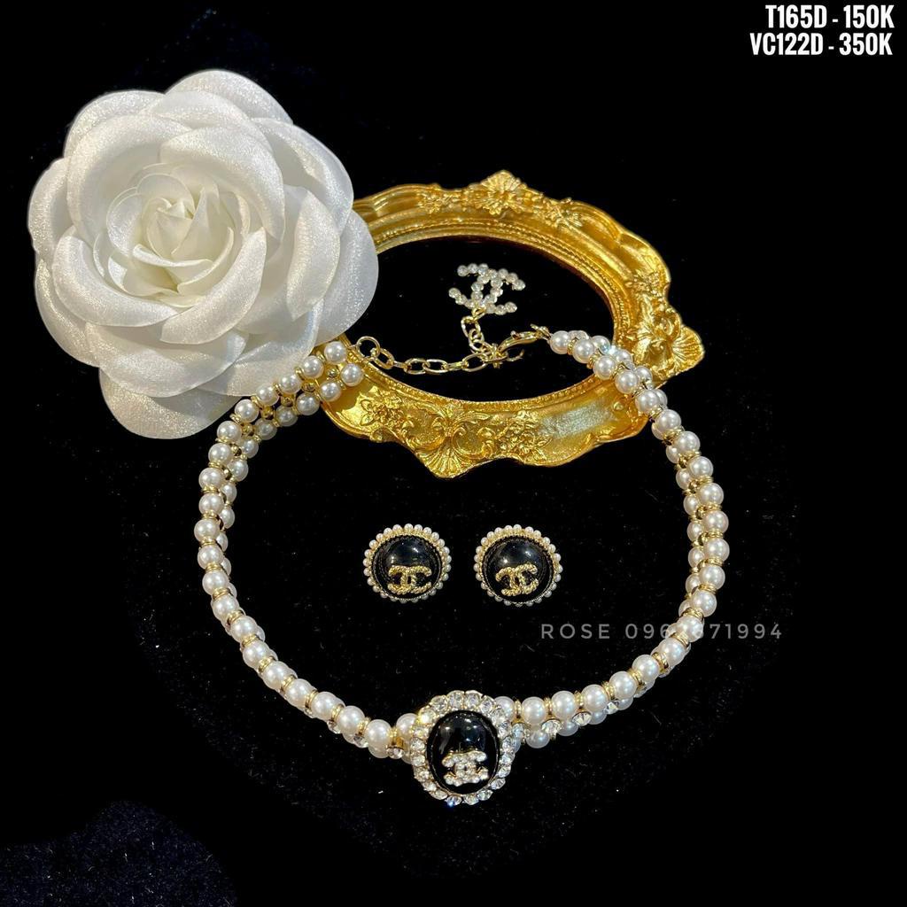 Sét trang sức nữ Ngọc nhân tạo phụ kiện vòng cổ khuyên tai xinh Hari korea accessories