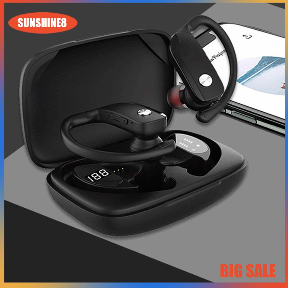 【SUN】T16 Earphones 5.0 Bass True Wireless Stereo Sport LED Display Ear Hook