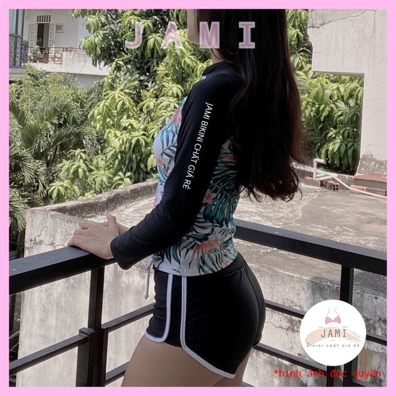 [Mã SKAMFSW175 giảm 10K đơn 50K] ĐỒ BƠI NỮ bikini Lá Xanh tay dài giá rẻ kín đáo dài người - JAMI-ATD21