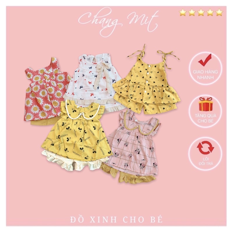 Bộ Đồ Mặc Nhà 💥ẢNH CẬN CHẤT💥 Cho Bé Gái 8-16kg mặc hè vải đũi lạnh thoáng mát