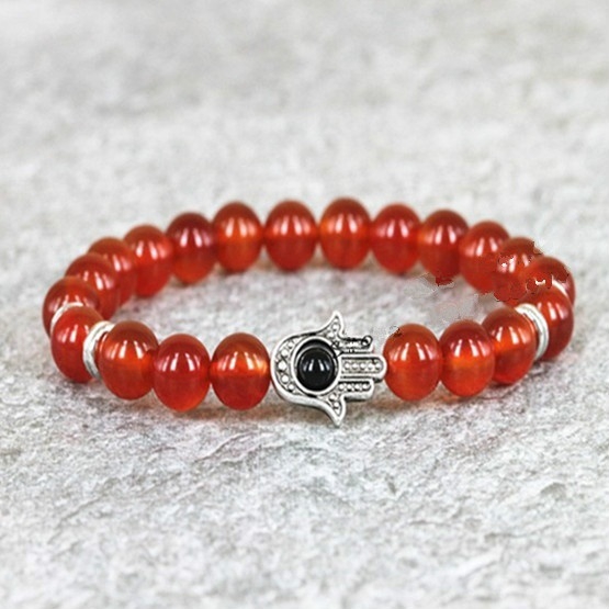 Chuỗi Hạt Đeo Tay Bằng Đá Nham Thạch Đen / Nâu / Đỏ / Xanh Dương / Xám / Xanh Dương Tự Nhiên 8mm