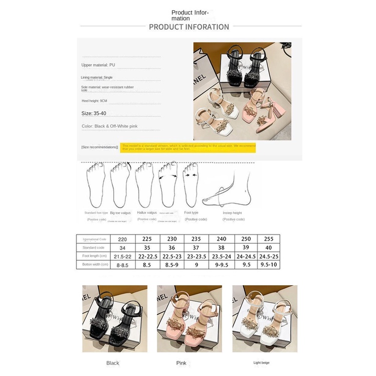 Sandal Cao Gót Đính Đá Thiết Kế Mới Thời Trang Mùa Hè Dành Cho Nữ
