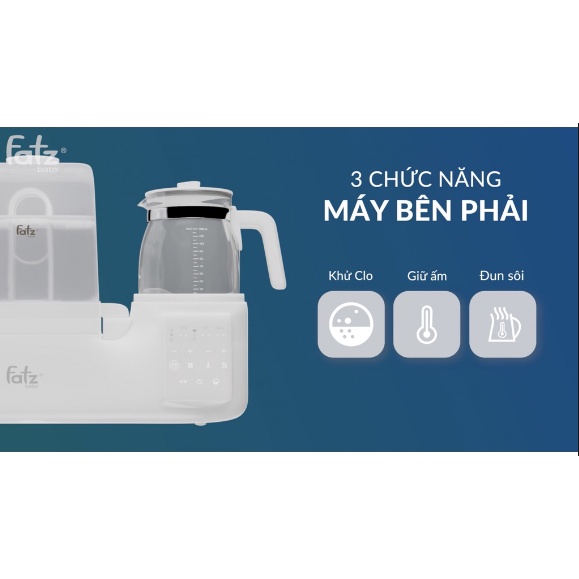 💯Máy Tiệt Trùng Sấy Khô💯 Hâm Nước Pha Sữa, Nấu Cháo Đa Năng FATZ BABY MULTIMAX 3 - Bảo hành 12 tháng
