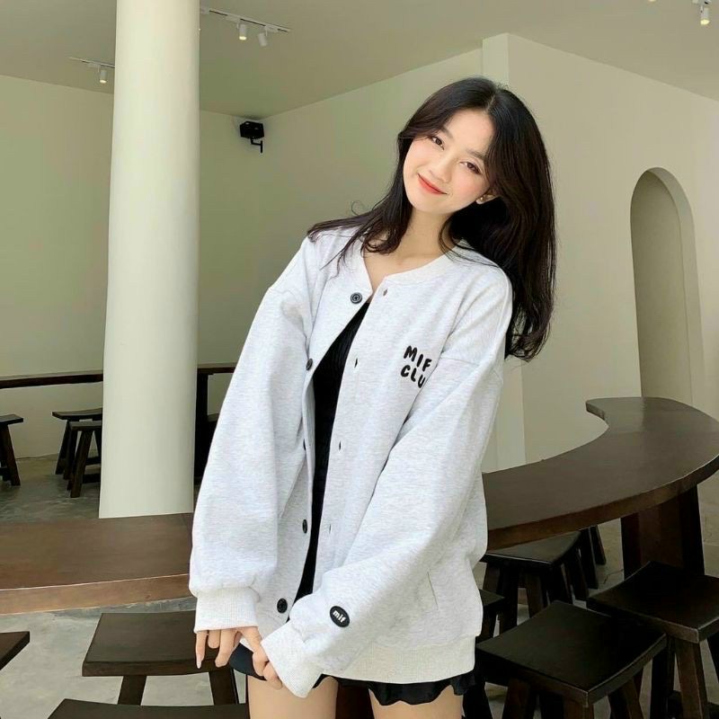 Áo Khoác Chống Nắng - Áo Khoác Cadigan Chất Nỉ Ngoại Thêu Họa Tiết Chữ MIFCLUB  Form Rộng Dài Mềm Mịn