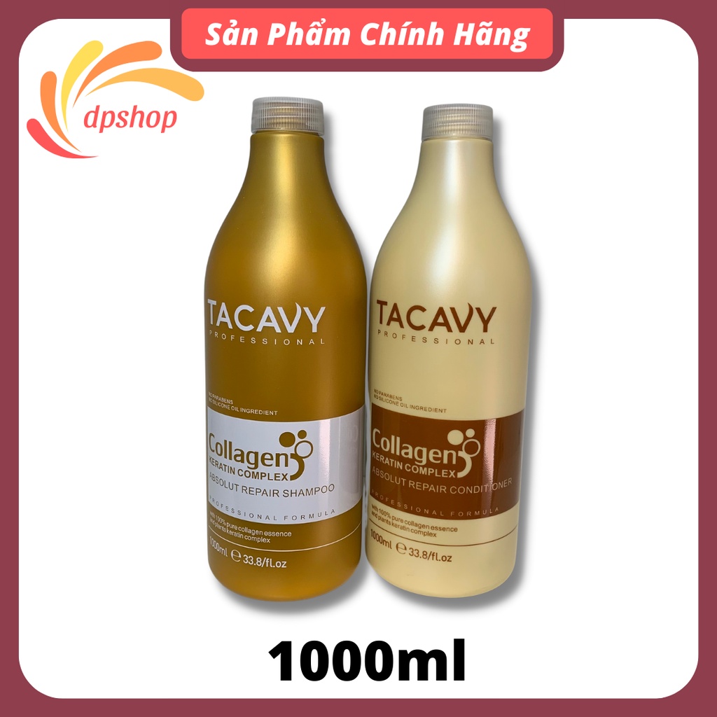 Cặp dầu gội xả TACAVY collagen phục hồi hư tổn, khô sơ gãy dụng hàng chuẩn công ty