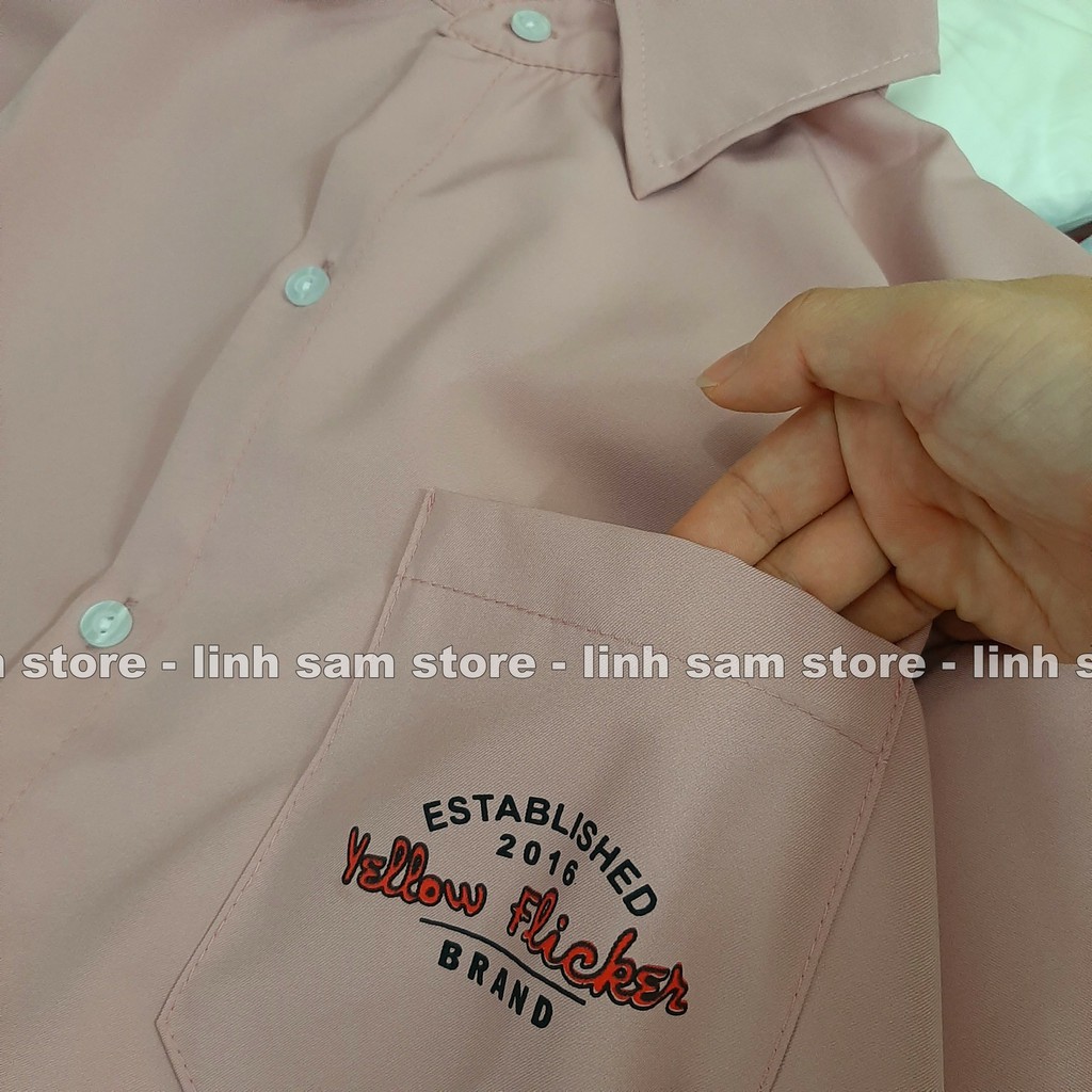 Áo sơ mi nữ SAM CLO cổ bẻ tay ngắn có túi dáng ulzzang freesize form rộng HÌNH YELLOW FLICKER BRAND | BigBuy360 - bigbuy360.vn