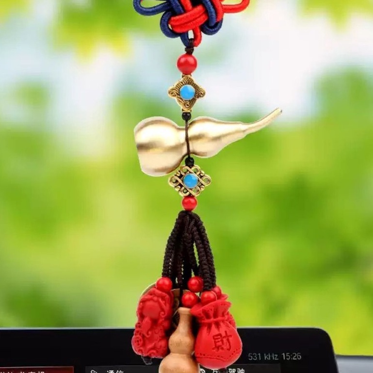 𝐅𝐑𝐄𝐄𝐒𝐇𝐈𝐏 Dây Treo Ô Tô Phong Thủy Hồ Lô Đá Vàng - Khánh Treo Xe Ô Tô Hồ Lô Đá Vàng Cao Cấp