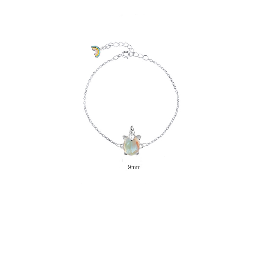 Cute Rainbow Unicorn Bracelet Aurora Colorful S925 Sterling Silver Bracelet Lover Gifts