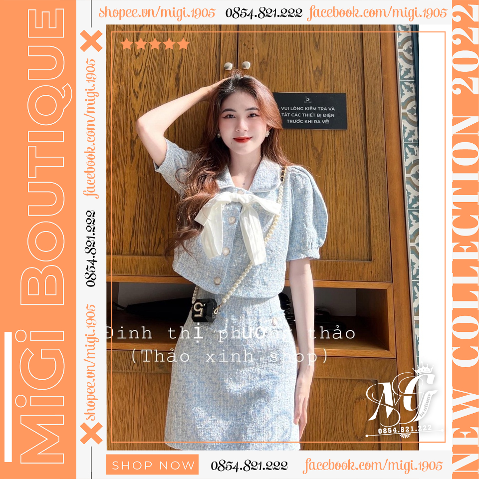 Set váy dạ croptop thiết kế xanh mint hot hit