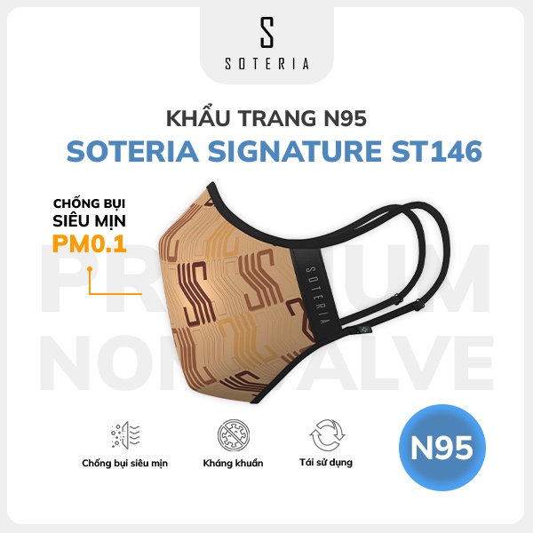 Khẩu trang thời trang Soteria Signature ST146 - N95 lọc 99% bụi mịn 0.1 micro - Size S,M,L