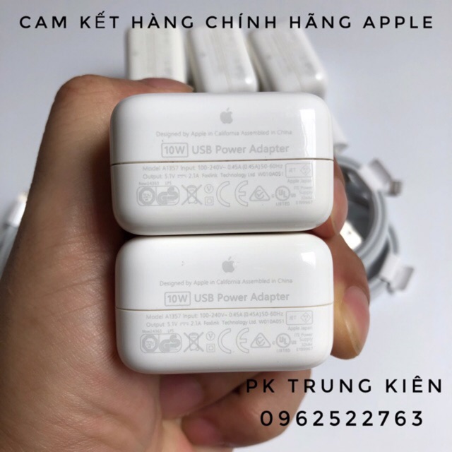 Combo Củ iPad 10w + Cáp IPhone X Bóc Máy ( LikeNew)