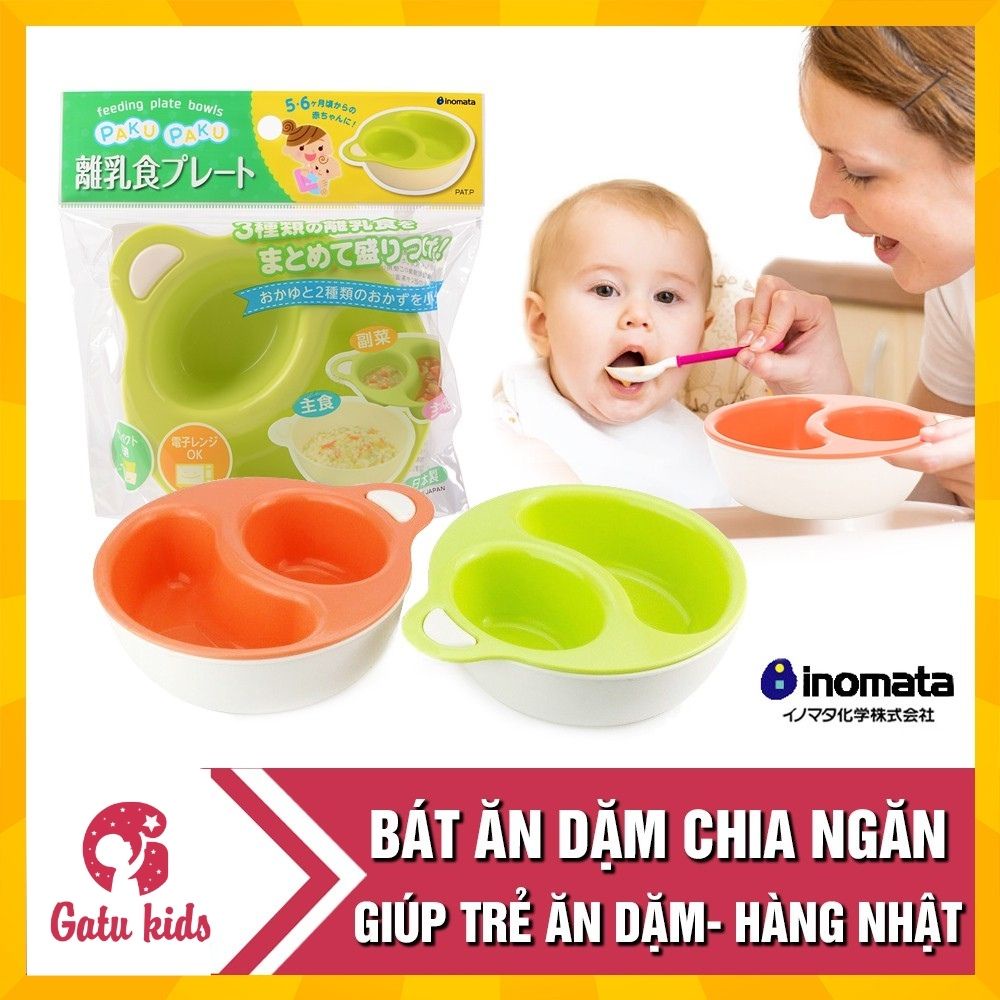 Bộ Bát ăn dặm chia ngăn Inomata Nhật Bản cho bé