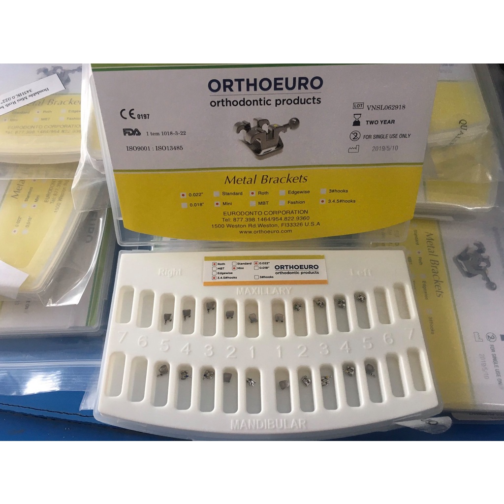 Mắc cài kim loại chỉnh nha cho răng niềng Orthoeuro