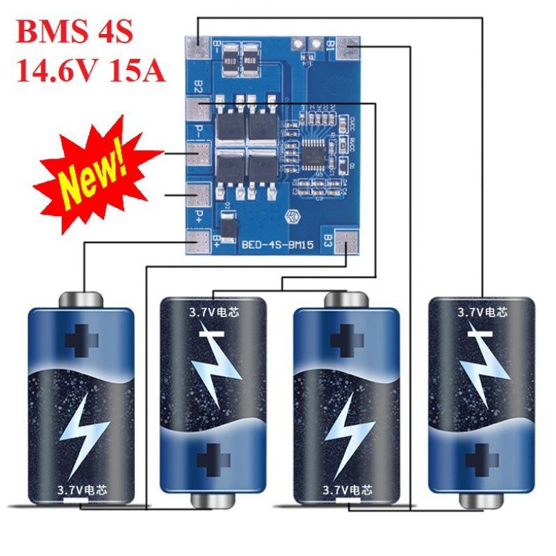 Mạch bảo vệ pin sắt BMS 4S 14.6V - 15A