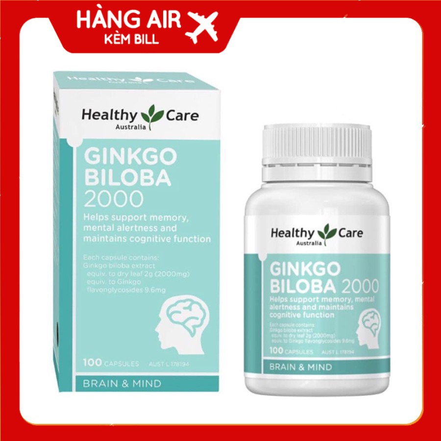 Ginkgo Biloba 2000 thuốc bổ não của Úc – Hãng Healthy Care [MẪU MỚI]