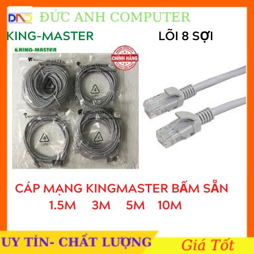 [Mã ELFLASH3 hoàn 10K xu đơn 20K] Dây Cáp Mạng Bấm Sẵn 2 Đầu KINGMASTER dài 1.5M - 2M- 3M - 5M - 10M UTP CAT 5E