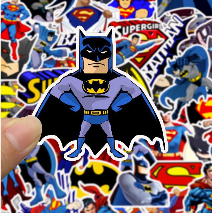 Sticker dán cao cấp chủ đề SIÊU ANH HÙNG BATMAN - SUPERMAN MS #2