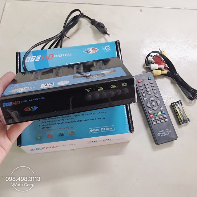 Đầu thu Kỹ thuật số DVB T2 VTC T201, xem truyền hình miễn phí trọn đời ( Tặng Kèm Bộ AngTen 15m Dây )