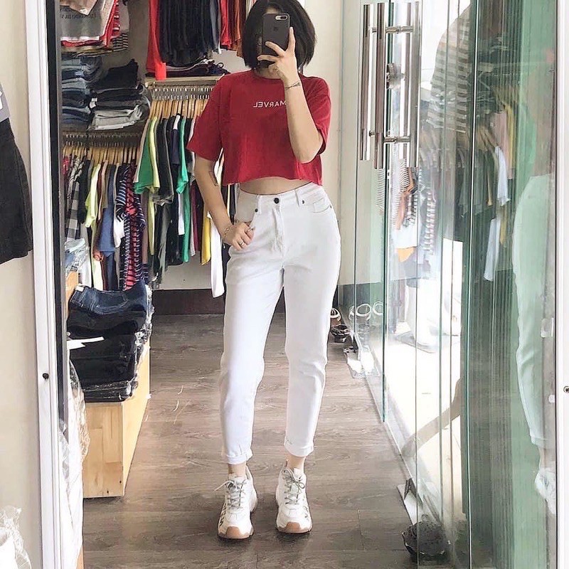 Quần trắng đen baggy