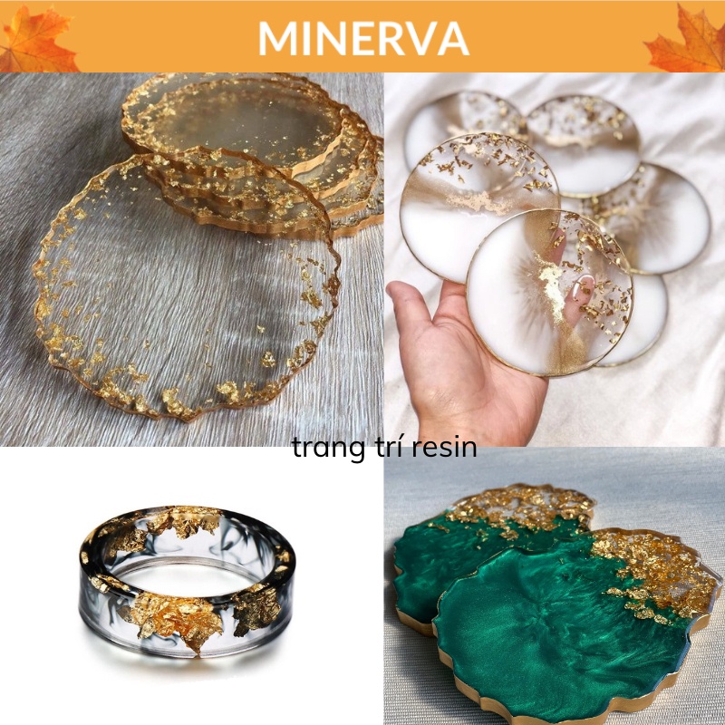 Set 10 Lá vàng mỏng làm thủ công trang trí resin , trang trí nến , sáp treo , làm slime