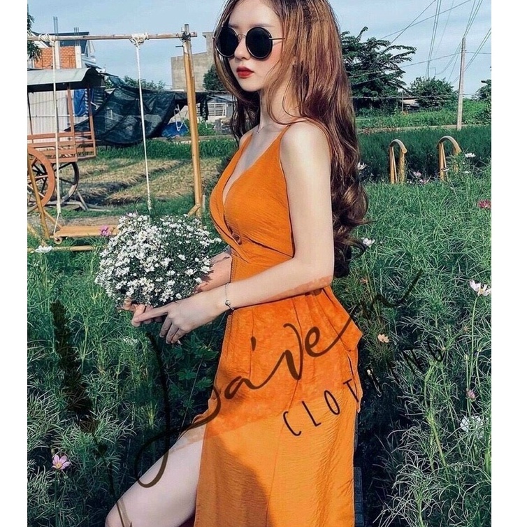 Đầm Maxi Đi biển, Hai Dây Hở Lưng, Cột Dây Nữ Tính Thời Trang Nữ STclothing