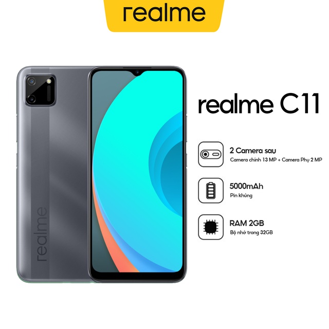Điện Thoại Realme C11 (2GB/32GB) - Hàng Chính Hãng:Xám hạt tiêu