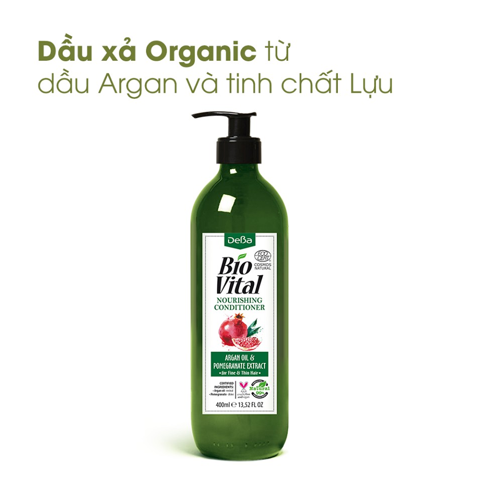 Bộ Gội Xả Hữu Cơ Nhập Khẩu Nuôi Dưỡng Tóc Deba Bio Vital Argan Oil & Pomegranate