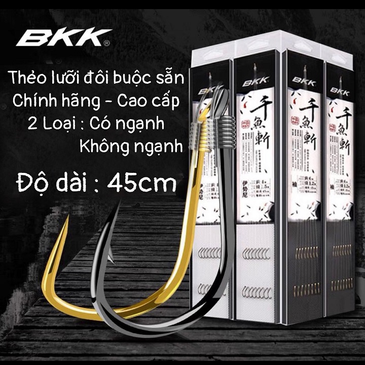 Thẻo lưỡi đôi câu đài buộc sẵn chính hãng BKK, lưỡi có ngạnh và lưỡi không ngạnh câu đài cao cấp BK1