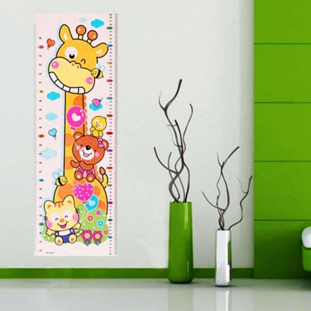 Yafeixm Miếng Dán Tường Đo Chiều Cao Họa Tiết Hươu Cao Cổ Hoạt Hình Cho Bé