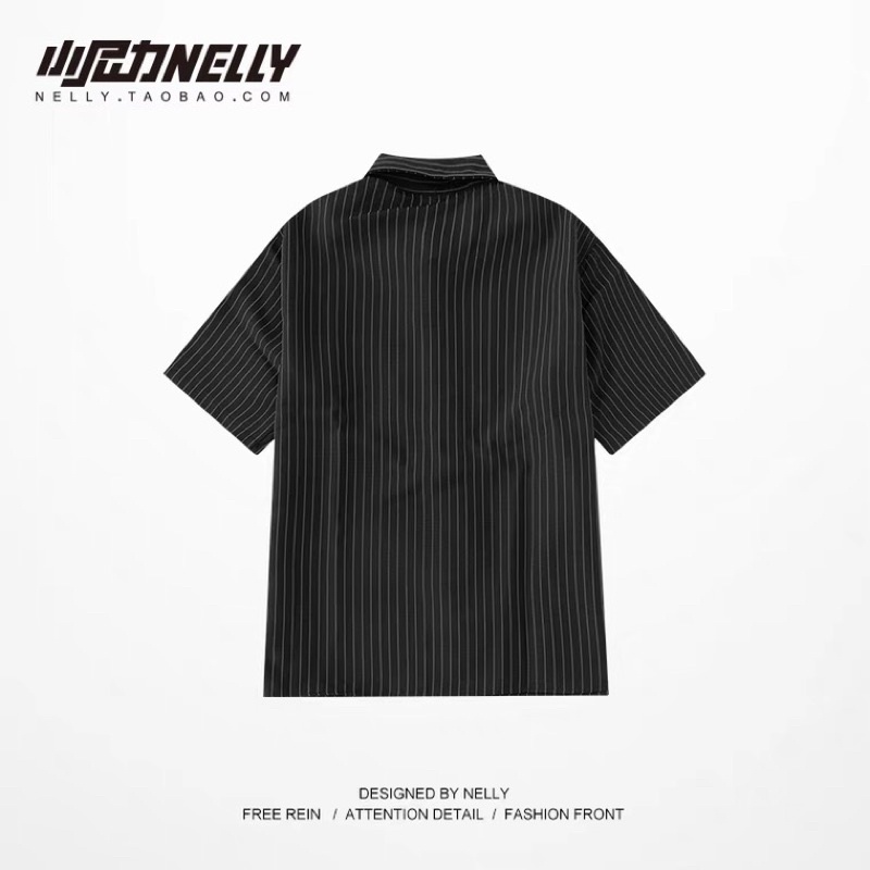 Áo sơ mi kẻ  Nelly Heybig form rộng dành cho nam và nữ 39 11.8