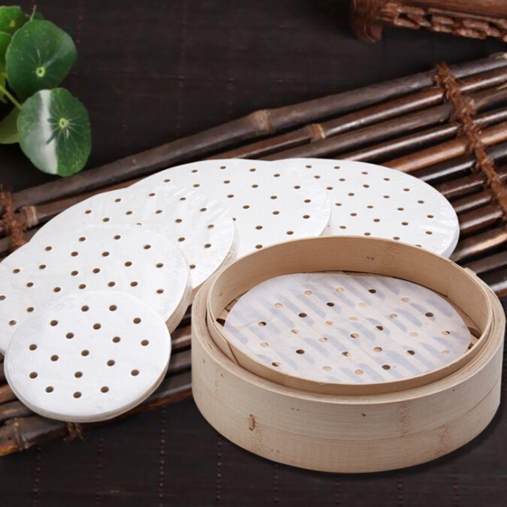 Rổ Hấp Thực Phẩm Hình Tròn Bằng Giấy Chống Dính Dùng Một Lần Tiện Dụng