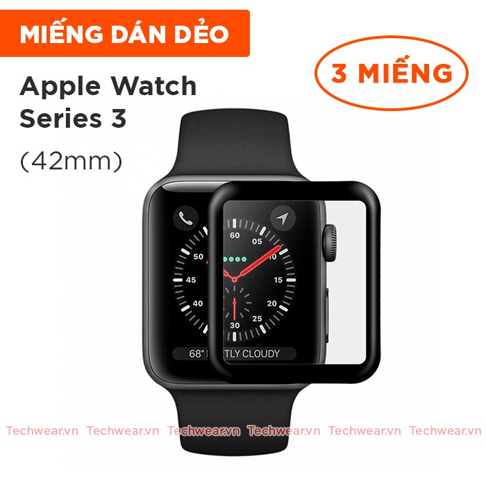 [Mã ELORDER5 giảm 10K đơn 20K] Miếng dán PPF cho màn hình Apple watch Series 3 full màn hình tràn viền - combo 3 miếng