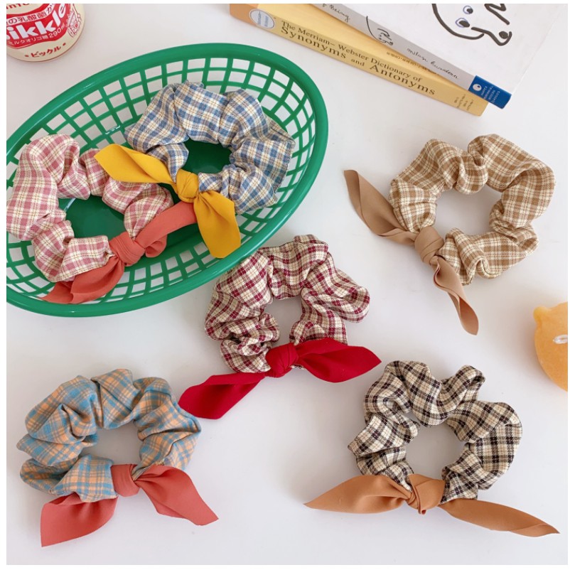 Dây buộc tóc scrunchies kẻ phong cách Hàn Quốc P130 - VHT SHOP