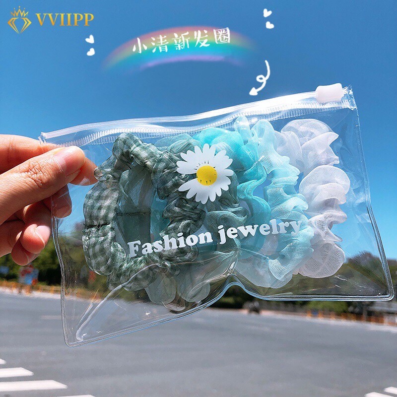 Dây Buộc Tóc Scrunchies FASHION JEWELRY Đựng Túi Zip