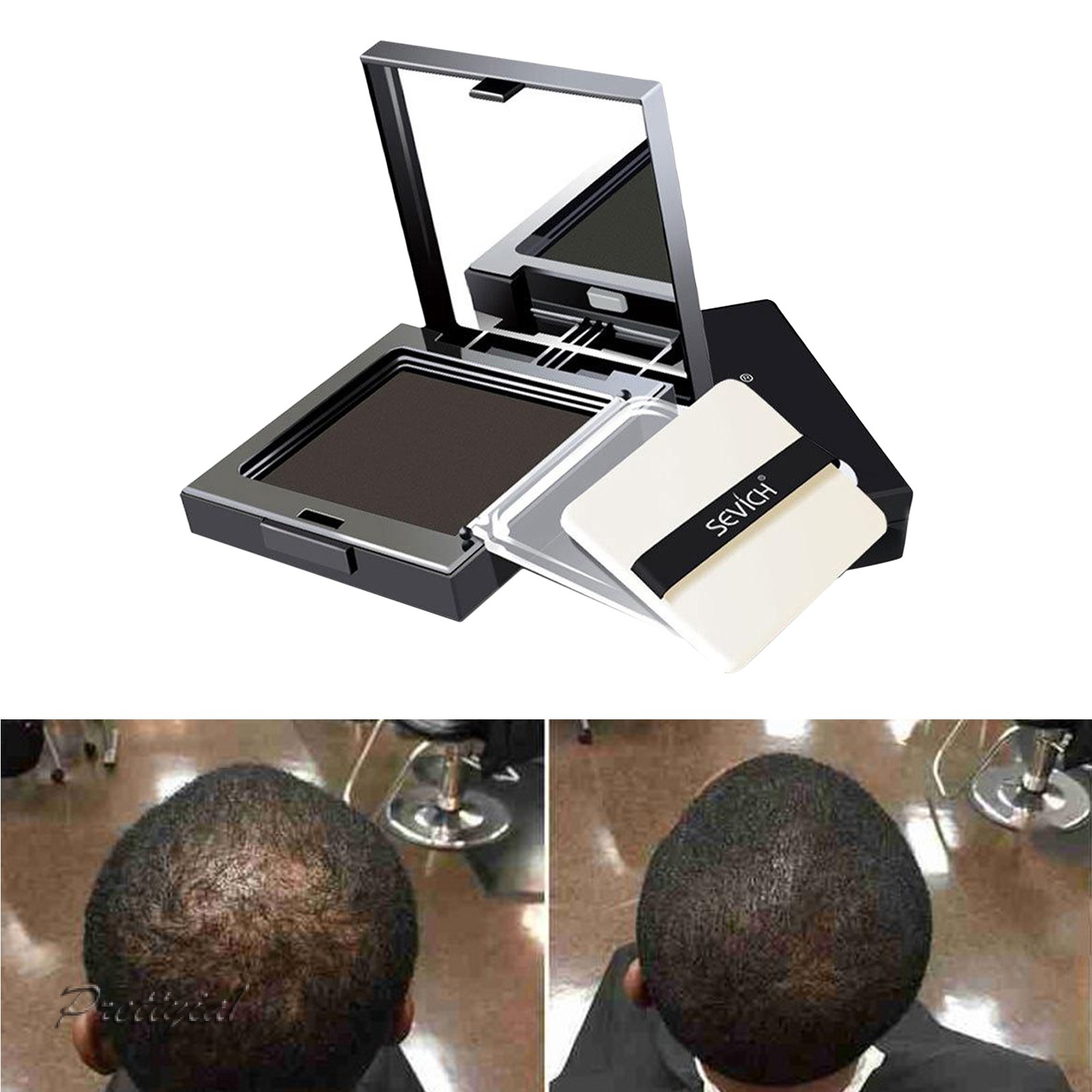 (Hàng Mới Về) Phấn Che Khuyết Điểm Tóc 3 Màu Không Thấm Nước 12g Kèm Mút Trang Điểm