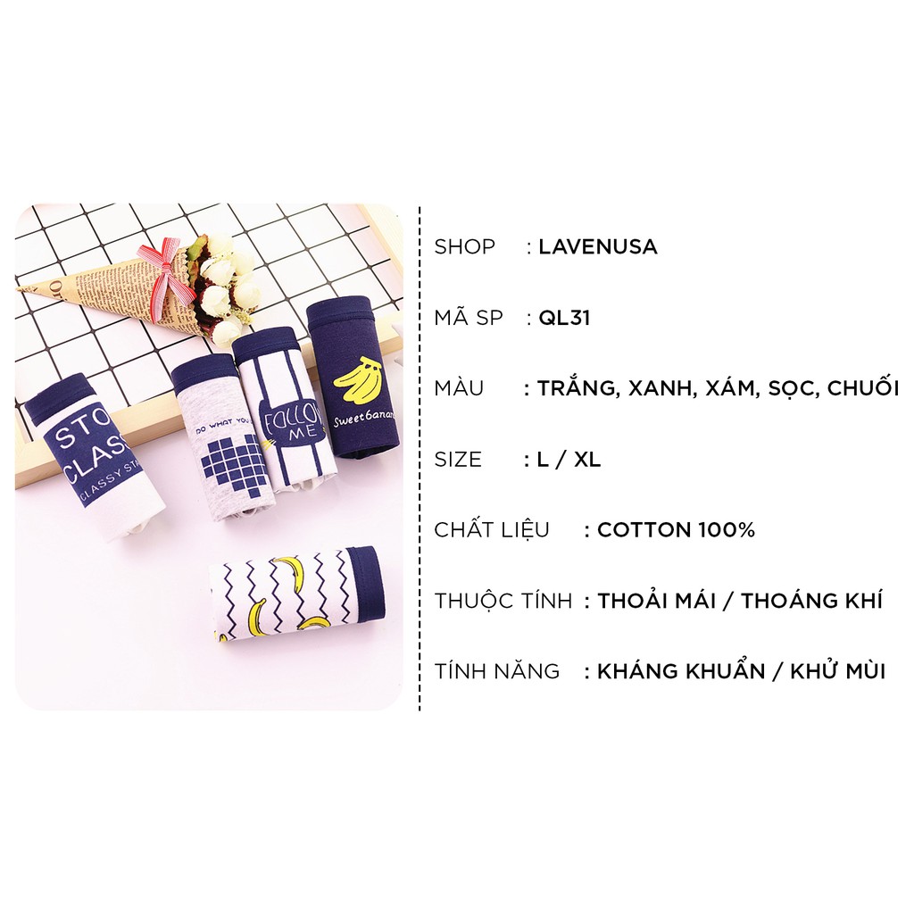 Quần lót nữ cotton cao cấp co giãn kháng khuẩn in hình đáng yêu dễ thương QL31 | BigBuy360 - bigbuy360.vn