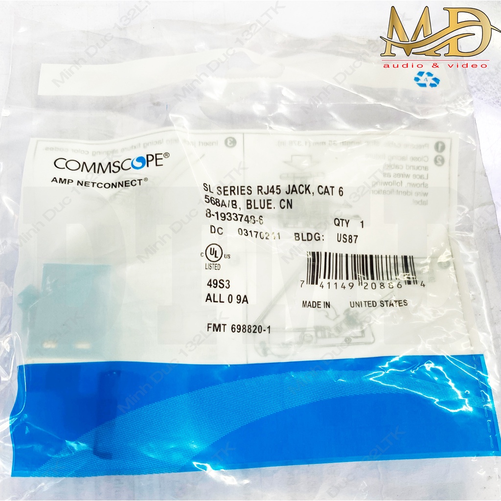 Jack RJ45 Female - Nhân mạng Âm tường RJ45 Cat 6 COMMSCOPE AMP
