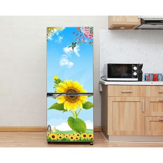 Decal dán tủ lạnh - Mẫu Hoa Mặt Trời 3 - Chất liệu cao cấp - Có sẵn keo dán