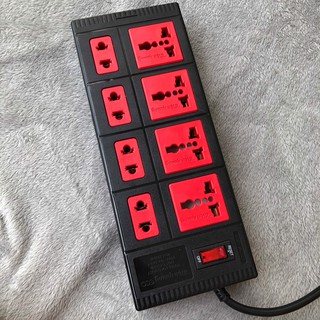 Ổ Cắm Điện Nối Dài Cao Cấp Điện Quang 8 lỗ, 4 lỗ đa năng, 4 lỗ 2 chấu, có công tắc tự ngắt, dây dài 2m, 5m, màu đỏ đen