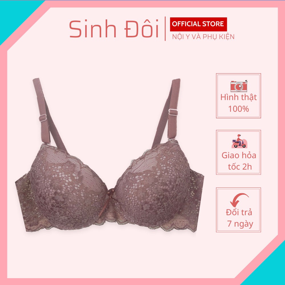 Áo ngực nữ ren nâng ngực tạo khe Boya có gọng mút ép vừa mềm mịn cúp xéo size 34-36-38