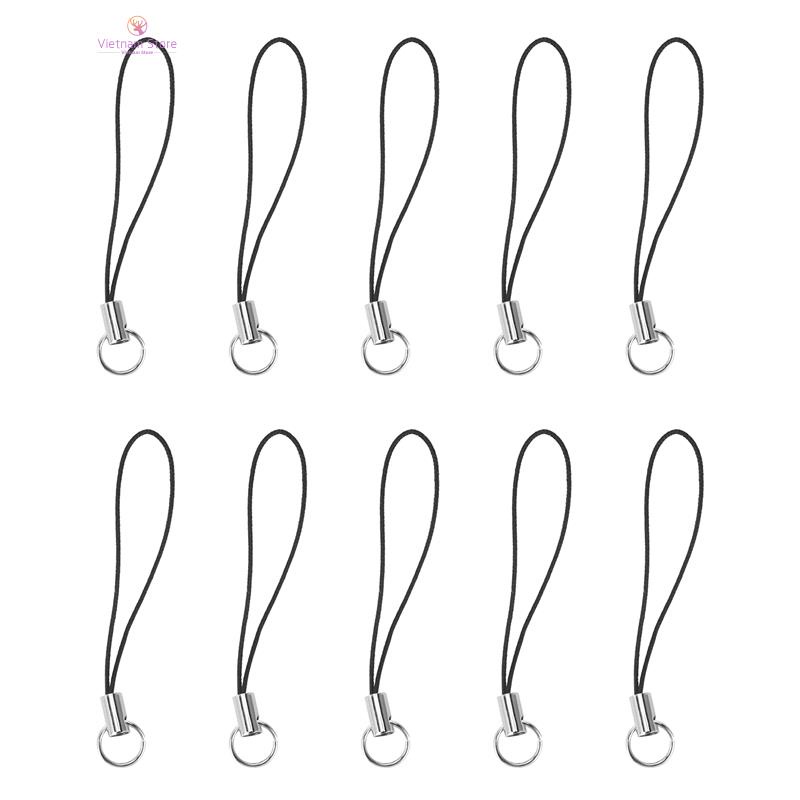 In Stock 10 Piece Cell Phone Strap with Black/Sier Tone Split Ring SSVN