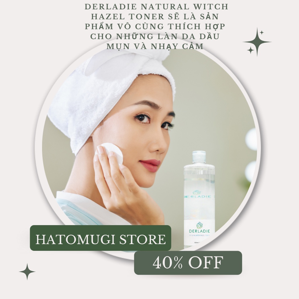 Nước Hoa Hồng Làm Sạch, Dưỡng Ẩm, Dịu Nhẹ Chiết Xuất Cây Phỉ Derladie Natural Witch Hazel Toner 500ml