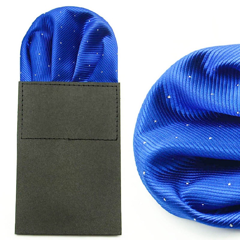 Khăn Tay Hình Vuông Họa Tiết Chấm Bi Màu Bạc / Trắng / Đen Gấp Gọn Kiểu Công Sở Cho Nam