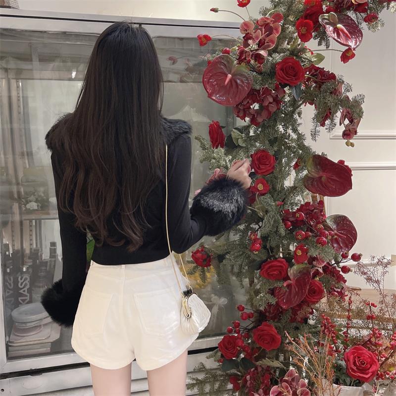 Áo Khoác Cardigan Cổ Lông Dáng Ôm Thời Trang Thu Đông Cao Cấp Cho Nữ