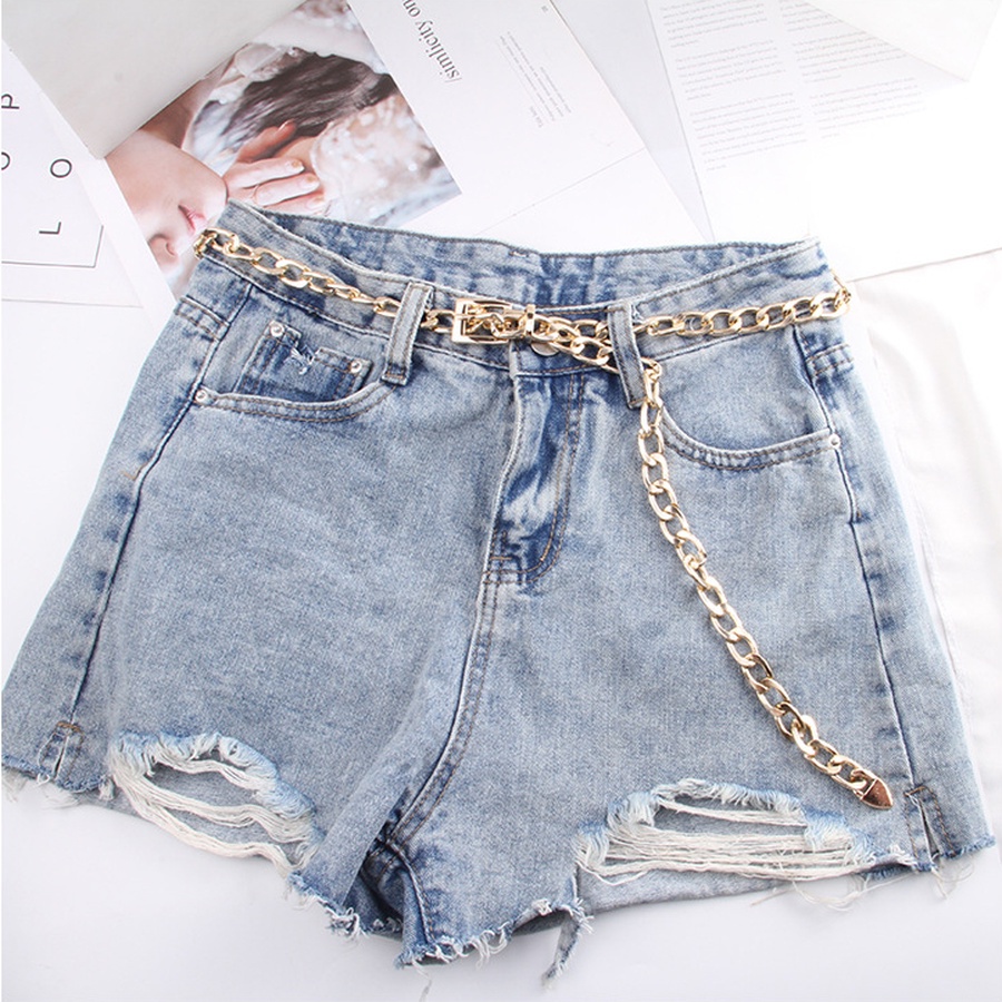 Dây Nịt Kiểu Xích Bằng Kim Loại Phong Cách Hip hop Đơn Giản Thời Trang Cho Nữ